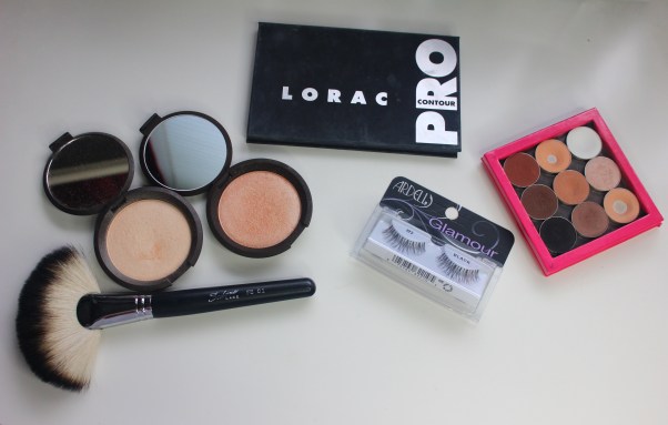Makeup look using Becca Champagne Pop, Moonstone, Ardell Lashes, Makeup Geek eyeshadows and Lorac Pro Contour